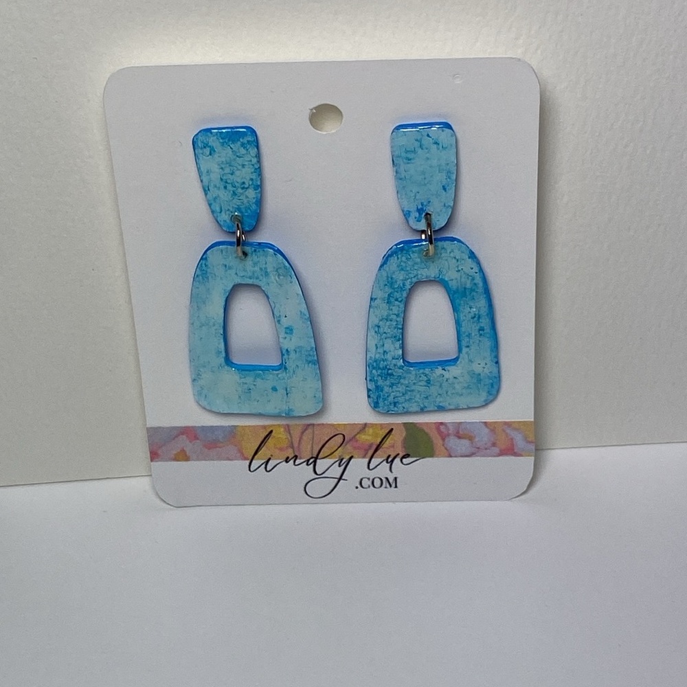 Artistic Blue Dangle Earrings Handcrafted - Picture 7 of 11
